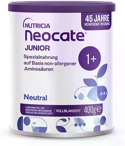 Nutricia Neocate Junior 400g, Spezialnahrung auf Basis non-allergener Aminosäuren, Zum Diätmanagement bei Kuhmilch-Eiweißallergie, geschmacksneutral