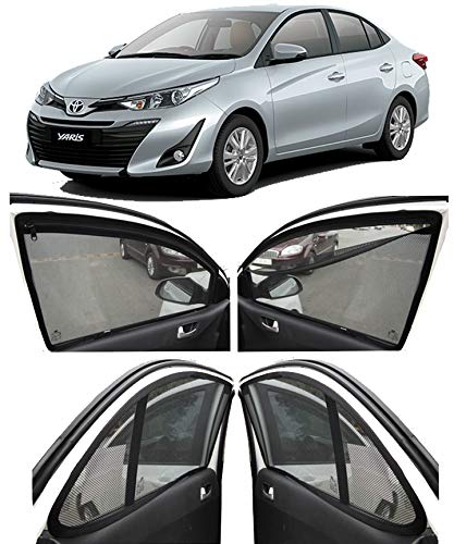 Image of Autofact Magnetic Car Sunshades Compatible with Toyota Yaris (Set of 4) - Easy Installation, UV Protection, Keeps Car Cool (Front 2 with Zippers for Easy Access, Rear 2 Without Zippers)