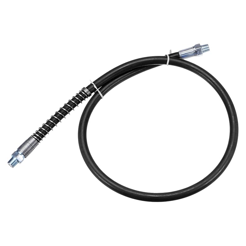 Mangueira flexível para engraxadeira HARFINGTON 80 cm, mola espiral, 10.000 PSI, rosca 1/8 NPT, preta