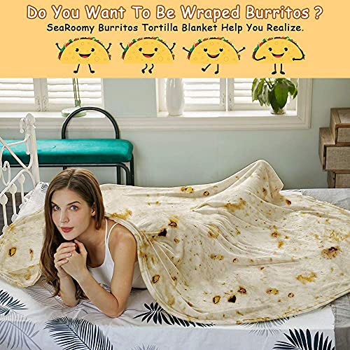 Searoomy Burritos Tortilla Throw Blanket, Tortilla Wrap Blanket, Novelty Tortilla Round Blanket Giant Tortilla Round Soft Blanket For Adults And Kids (Light Yellow, 80 Inches) #TOP1