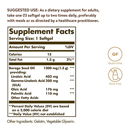image for Solgar Super GLA 300 mg, 60 Softgels - Cold-Pressed Borage Oil, Essent