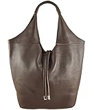  Freyday Echtleder Shopper mit Schmucktasche in vielen Farben Schultertasche Damen Henkeltasche S05 (Dunkelbraun)
