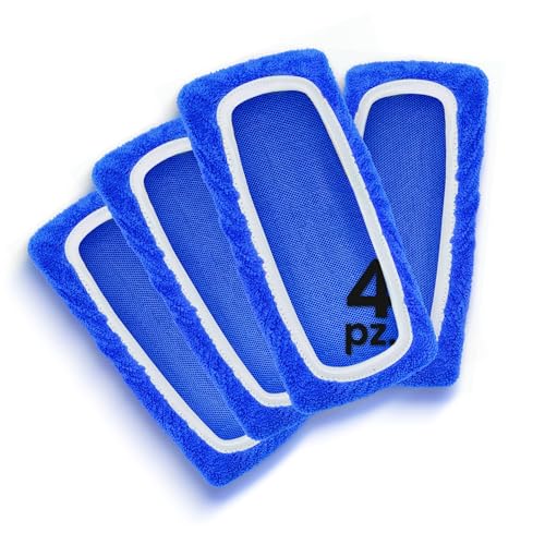 HOUSY Panni Cattura Polvere compatibili con Swiffer Mop - Cuffiette in Spugna Microfibra per Scopa Lavapavimenti (4 Pezzi Blu, Unica)
