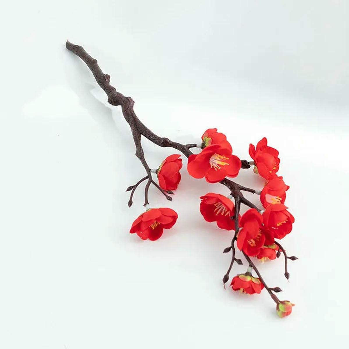 Ayhtud 38Cm-Red 28/38Cm Artificial Flowers Plum Blossom Peach Branch Silk Flowers For Home Wedding Party Decoration Christmas Wreaths Accessory
