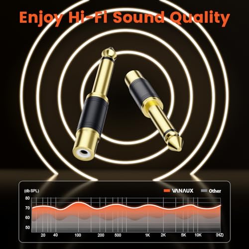 Image of VANAUX 4-Pack RCA to 1 /4 Inch Audio Adapter, 6.35mm TS Mono Plug Male to RCA Female Connectors, Gold-Plated