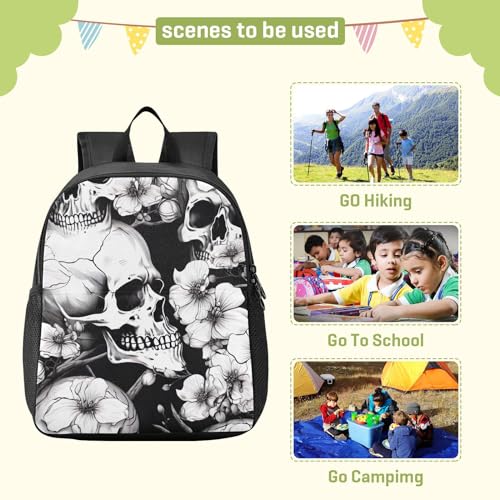 Flower Skull Kids Backpack Preschool Toddler Bookbag Backpack for Girls Boys Mini Kindergarten School Bags M3
