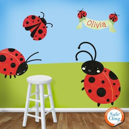 My Wonderful Walls Personalized Ladybug Name Banner Wall Sticker – Peel & Stick