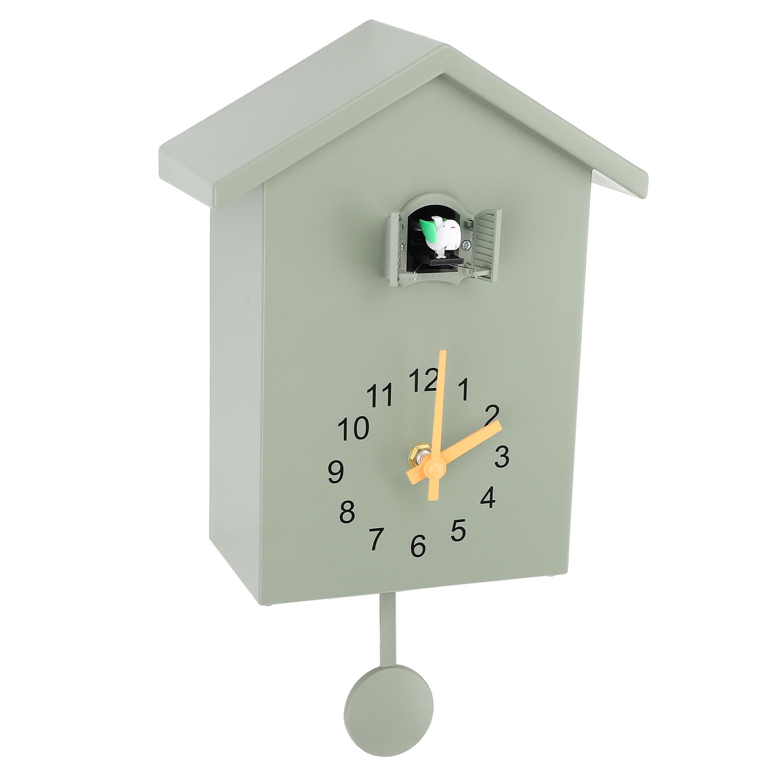 Pilipane Reloj de pared moderno de cuco nórdico con diseño de péndulo de voz de pájaro para dormitorio, sala de estar y decoración más única del hogar (verde)