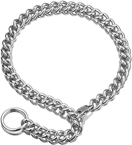 Jxlepe Womens Choker Chain Cuban Link Adjustable with O Ring Belt tail 0.4inch wide Goth Punk Rock Stainless Steel Gift for her Sexy Pendant Xxxt. outstanding Kiwi Necklace (White, 18)