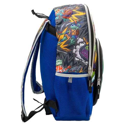 Image of AI ACCESSORY INNOVATIONS Teenage Mutant Ninja Turtles Backpack, 16 inch TMNT School Bag Featuring a 3D EVA molded Turtle Shell Front Pocket, Blue & Green