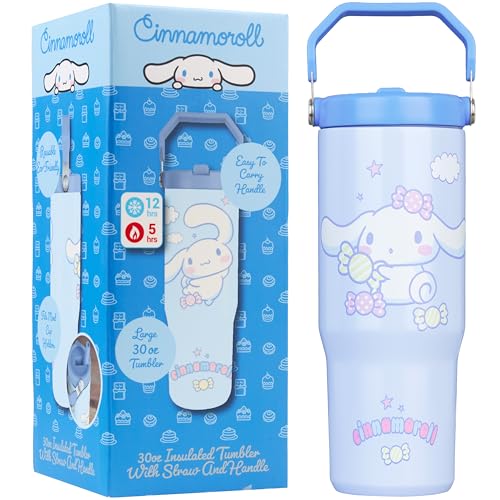 Get Trend Cinnamoroll Sanrio Insulated Tumbler 850ml Stainless Steel Water Bottle with Straw & Handle 12H Cold & Hot 5H Leakproof Double Walled Vacuum Travel Metal Flask (Blue Cinnamoroll)