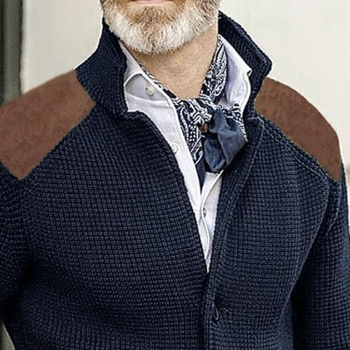 Mens Stand Collar Cardigan Sweaters Knit Textured Sweater Button Down Cardigans2
