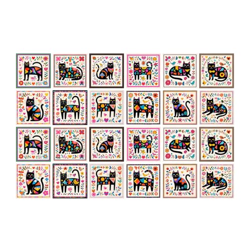 �^�C���V�[�� 24���Z�b�g �}���_���� �L�b�`�� ���ʏ� �h�� �h�� PVC �d�� �X�e�b�J�[ (�t�H�[�N�A�[�g�E�L���b�g, 10cm×10cm)