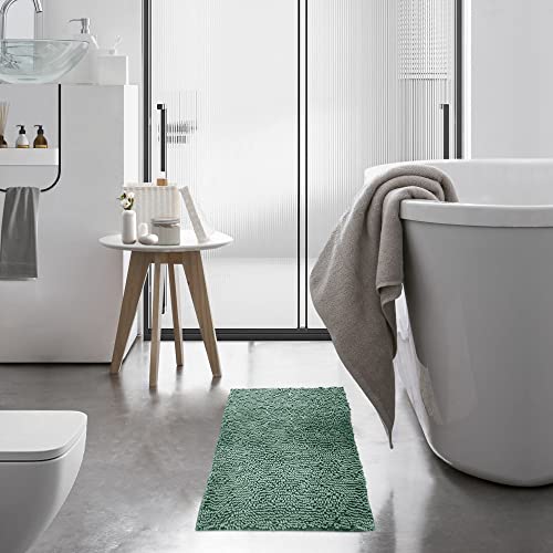 Poligono Microfiber Bathroom Rug, Long Pile 50x80 cm, WC Mats, Soft, Non-slip, Aqua green - Image 2
