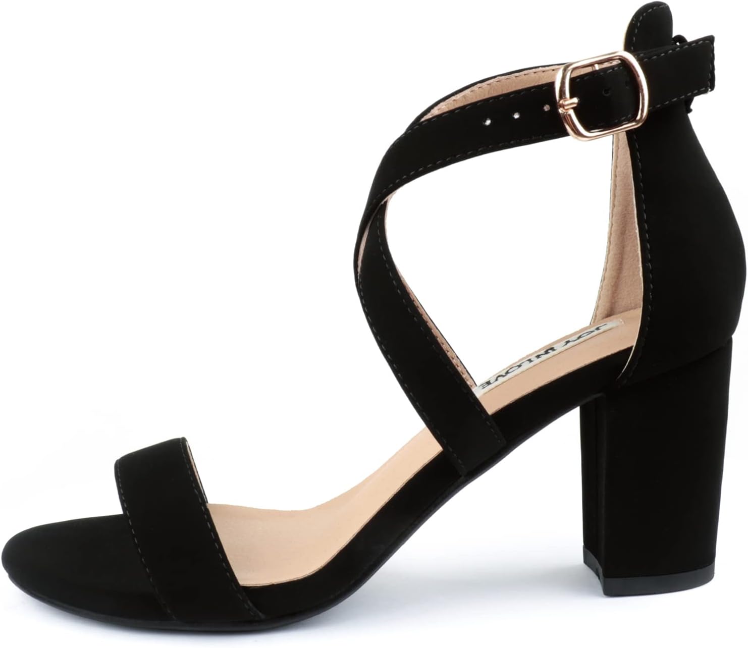 JOY IN LOVE Women's Chunky Block Heels 3 Inch Ankle Strap Low Heel Sandals - Image 3