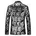 Men's Dress Floral Suit Jacket Classic Fashion Notched Lapel Slim Fit Long Sleeve Blazer for Party Prom Silver