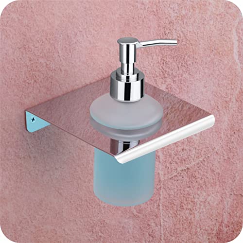 Image of Easyhome Furnish Premium Stainless Steel Wall Mounted Liquid Soap Dispenser for Bathroom & Kitchen | Rust-Proof Chrome Finish Soap Pump with Level Indicator Window | Heavy Duty Dispenser (E L-SD19CH)