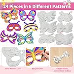 24 PCS Color Your Own Paper Masks, DIY Masks Craft Art Kits for Kids, Birthday Party Favors, School Coloring Activities - Image 3