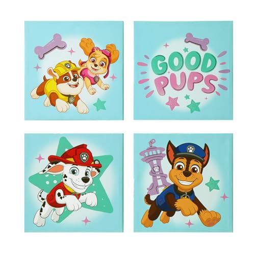Nickelodeon Paw Patrol 4 Pack Square Canvas Wall Art Set 11x11 each