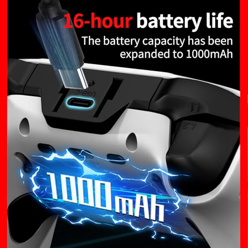 Image of Wireless Controller for PS5, Compatible with PlayStation 5 /PS5 Pro /Slim /PC, with Hall Effect Joysticks, Back Paddles & Macro, Bluetooth 5.0, Turbo, Dual Vibration, 6-Axis Gyro, RGB Ring, 1000mAh, 3.5mm Audio Jack, PS5 Pro Controller Gamepad with Speaker