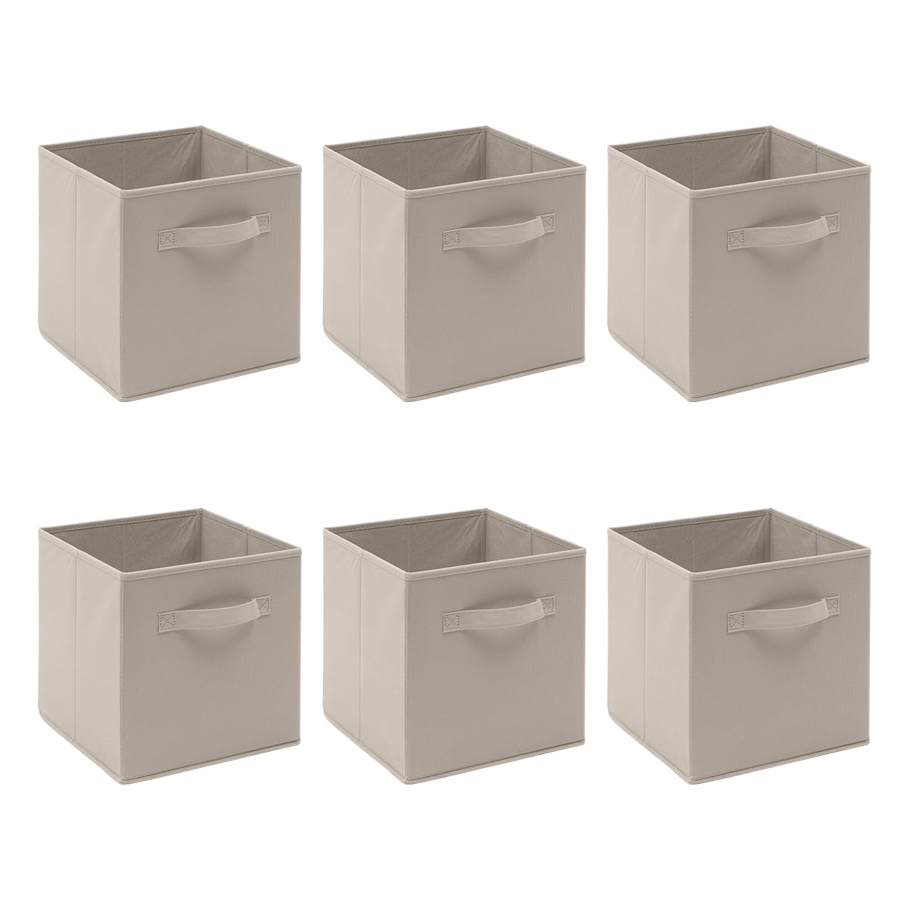 Redd Royal Pack of 2/4/6 Non-Woven Fabric Unit Storage Cubes Boxes Foldable Collapsible Storage Organizer Basket Bins with Handle for Wardrobe Clothes Toys Bedroom Living Room (Beige, Pack of 6)