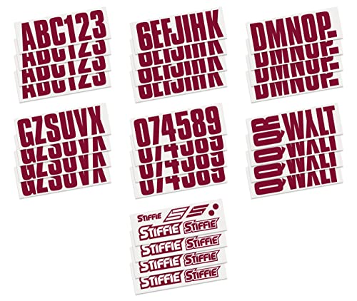 Image of Stiffie UNILINE 3 inch Alpha-Numeric Registration Identification Numbers Stickers Decals for Boats & Personal Watercraft (Deep Burgundy)