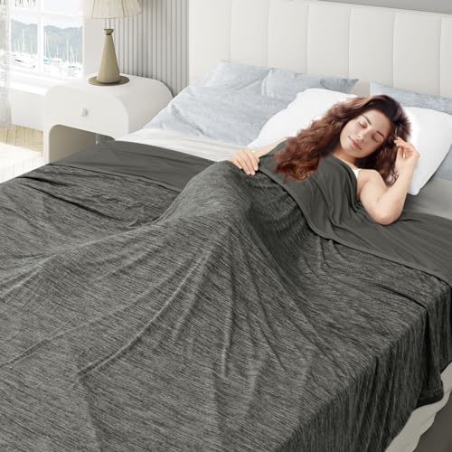 WOLTU Kühldecke 2 in 1, Sommerdecke Arc-Chill, Q-Max  0,45, Doppelseitige Decke für Sommer, selbstkühlend atmungsaktiv leicht, 150 x 200 cm, Grau