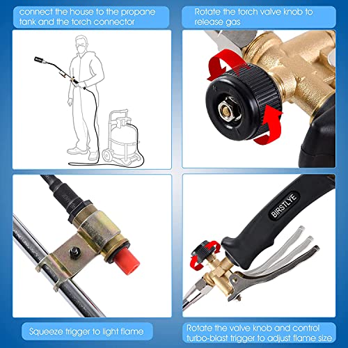 Propane Torch Weed Burner,Blow Torch,High Output 500,000 Btu,Flamethrower With Turbo Trigger Push Button Igniter And 9.8 Ft Hose,For Burning Weeds,Roof Asphalt, Ice Snow,Road Marking,Charcoal #TOP3