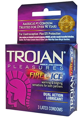 Trojan Pleasure Fire & ICE Dual Action Ultrasmooth Lubricated Premium Latex Condoms - 12 Packs 3 Condoms in Each Pack (36 Condoms Total)