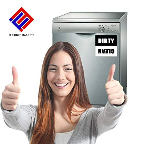 Dishwasher Magnet Clean Dirty Sign - 2.5 X 2.5 Inch Square Black & White Refrigerator Magnets - Funny Housewarming Gifts - Suitable For All Dishwashers! #TOP4
