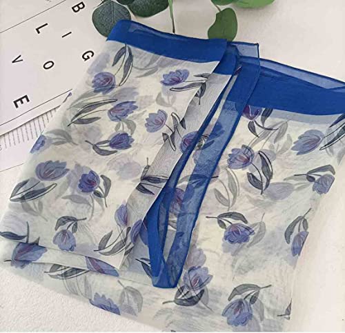 Image of Pokeedioty Scarfs for Women Lightweight Scarves Elegant Floral Pattern Sheer Scarfs Shawls Wraps