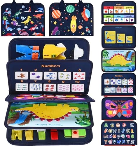 Busy Board for 3 4 5Years Old – Sensory Activities, Fine Motor Skills, Preschool Learning Activities, Toddler Travel Toy for Plane Car, Gift for Boys Girls