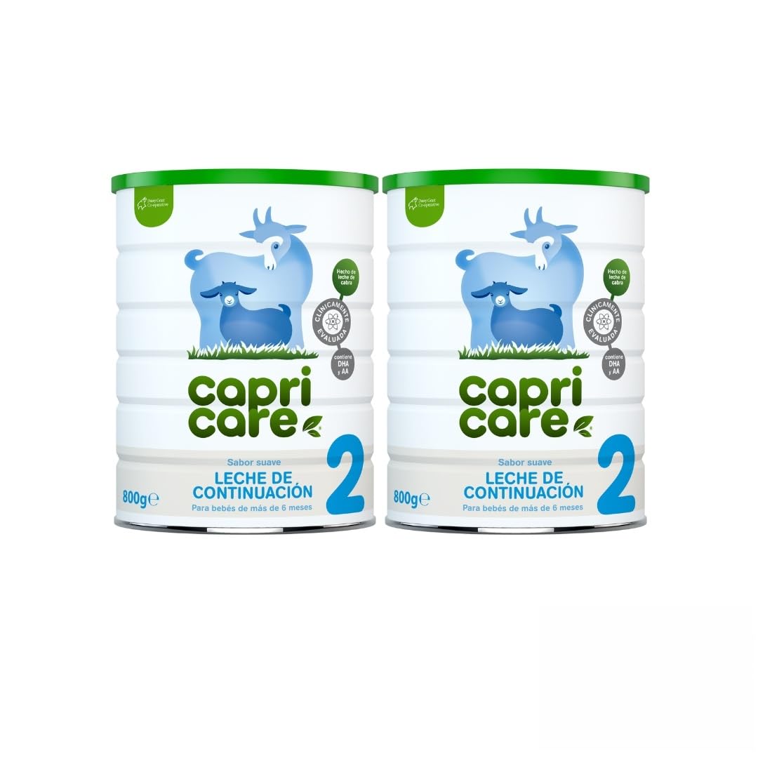 Capricare 2 Leche de Cabra en Polvo Continuación 6 Meses+ 2x800 g | Acompaña la alimentación del bebé a partir del medio año, con DHA y de fácil digestión