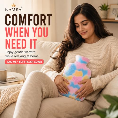 Image of Hot Water Bag with Soft Cover for Pain Relief, 1 Pcs Heating Pad Rubber Hot Bag for Body Massage for Men & Women for Hot Water Bottle for Period, Cramps, Heating Pad -(2000,RAINBOW)