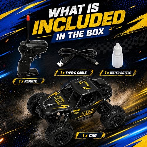 Image of RC Rock Crawler 2WD | Off-Road Monster Truck with Real Smoke Effect, Alloy Body & Rechargeable Battery | Durable Suspension | RC Car for Kids 4+ & Adults | Dark Black