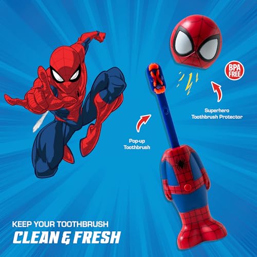 Marvel Spider-Man Kid's Soft Rounded Bristle Toothbrush with Superhero Cover