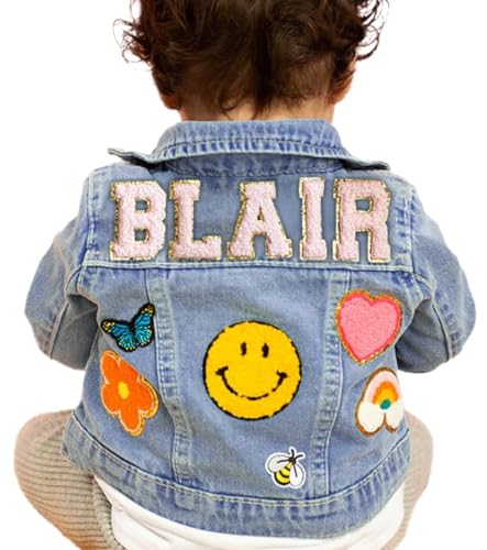 Personalized Kids Denim Patch Jacket with Names Custom Denim Jackets Gifts for Girls Boys Toddles