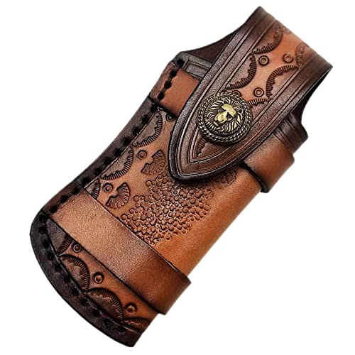 Cohomelars 4.25'' Genuine Leather Pocket Knife Sheath,Horizontally Carry Snap Case For Leatherman Wave,Full Grain Leather Knife Pouch For Small Folding Knife,Edc Knife Holster Belt Loop Brown #TOP29