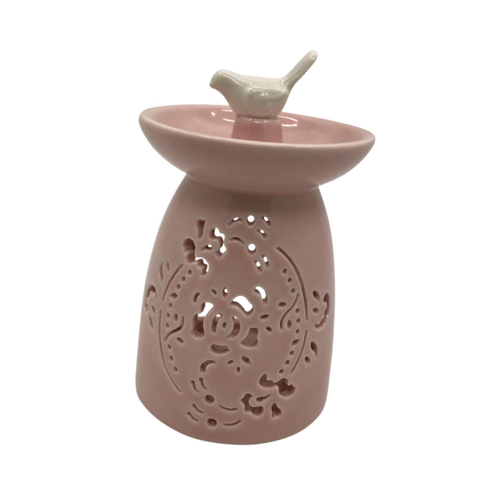 Porte-bougie chauffe-plat décoratif rose, idée cadeau originale en poterie