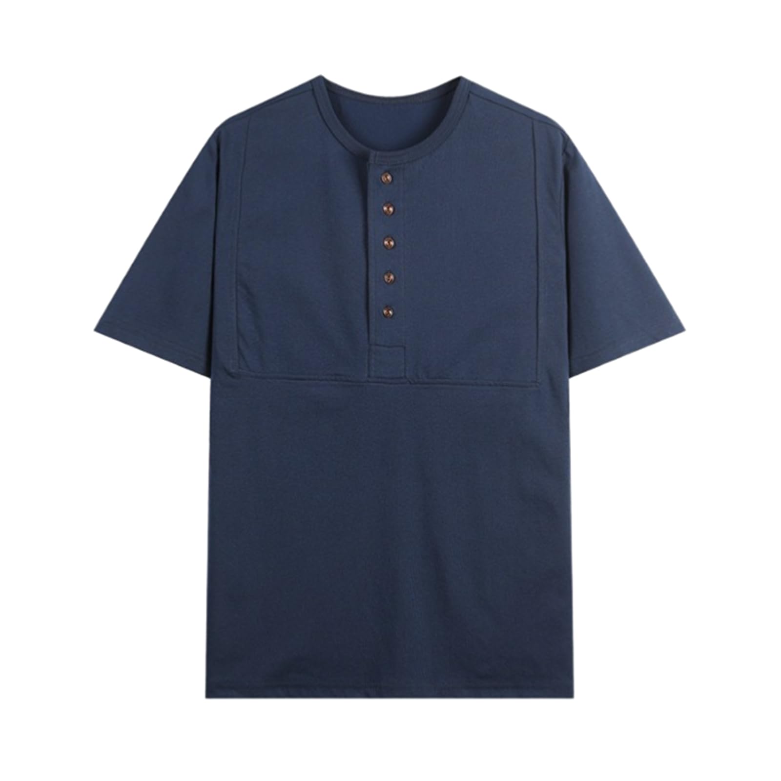 Męska koszulka z krótkim rękawem w stylu vintage patchworkowa Henley letnia luźna koszulka