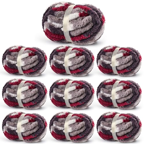 Image of Chunky Jumbo Chenille Yarn Multicolor 10 Pack