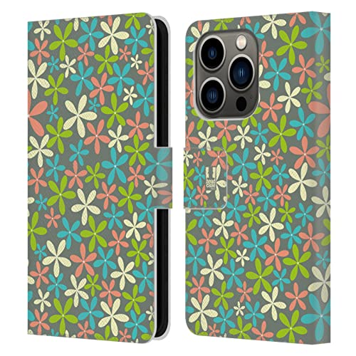 Carcasa de cuero tipo libro texturizada para iPhone 14 Pro floral 1
