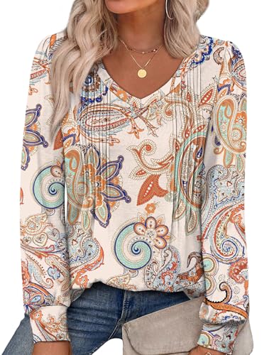 Alaroo Long Sleeve Shirts for Women 2026 Boho Tops Trendy Print 35 XL