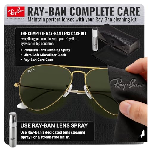 Image of Ray-Ban RB3025 AVIATOR CLASSIC Pilot Shaped Sunglasses for Men & Women with Official RAYBAN Eyewear Kit