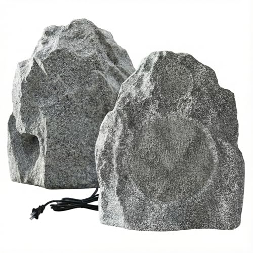 8" Bluetooth 5.4 Outdoor Rock Speakers, Volume Control & Tweeter