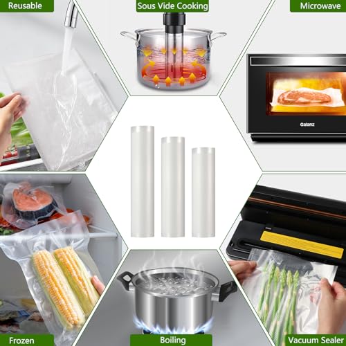 Miniatura 4 de Diboniur Bolsas Vacio Alimentos, 3 Rollos Bolsas Envasar Al Vacio 20 25 28x300 Cm, Rollos Al Vacio Para Envasadora Al Vacio, Bolsas Vacio Para Sous Vide Cocina Y Conservación Alimentos