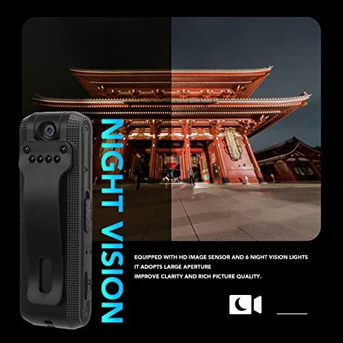 Mini Body Camera, 1080P HD Night Vision 180 Degree Rotation Lens Noise Reduction Microphone, Waterproof Sport Camera for Video Shooting - Image 4