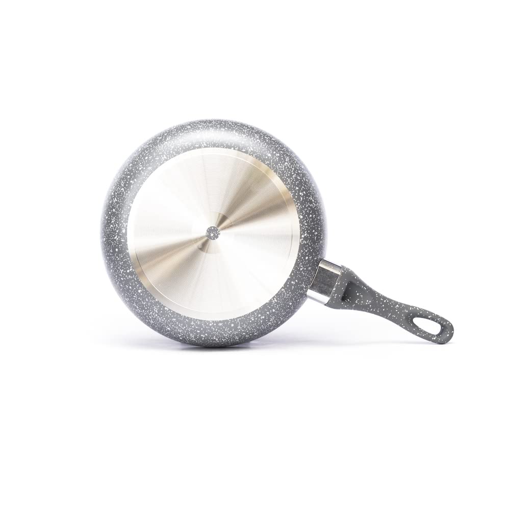 ZANETTI - Piedra rara, juego de 2 sartenes antiadherentes, diámetro 24 cm y 28 cm, mango suave al tacto, color gris, fabricado en Italia