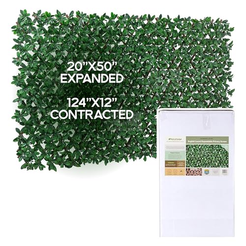 NatraHedge 20''X50'' Artificial Privacy Grass Wall Decor, Laurel Leaf, Faux Trellis, Expandable Lattice Panels for Indoor, Outdoor, Garden and Balcony Greenery Wall Fence Screen
