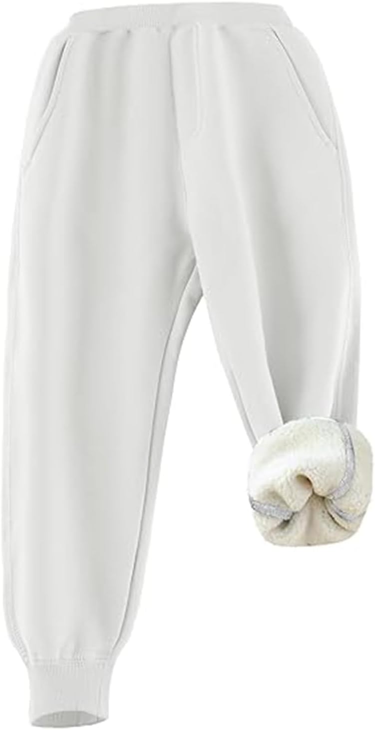 Gihuo Unisex Boys Girls Winter Warm Sherpa Lined Sweatpants Jogger